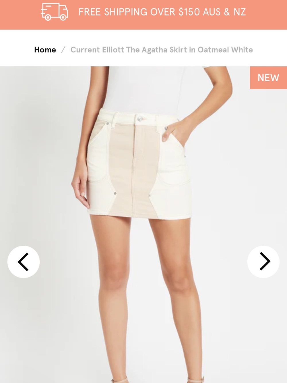 Current/Elliott Oatmeal and White Two-Tone Mini Skirt
